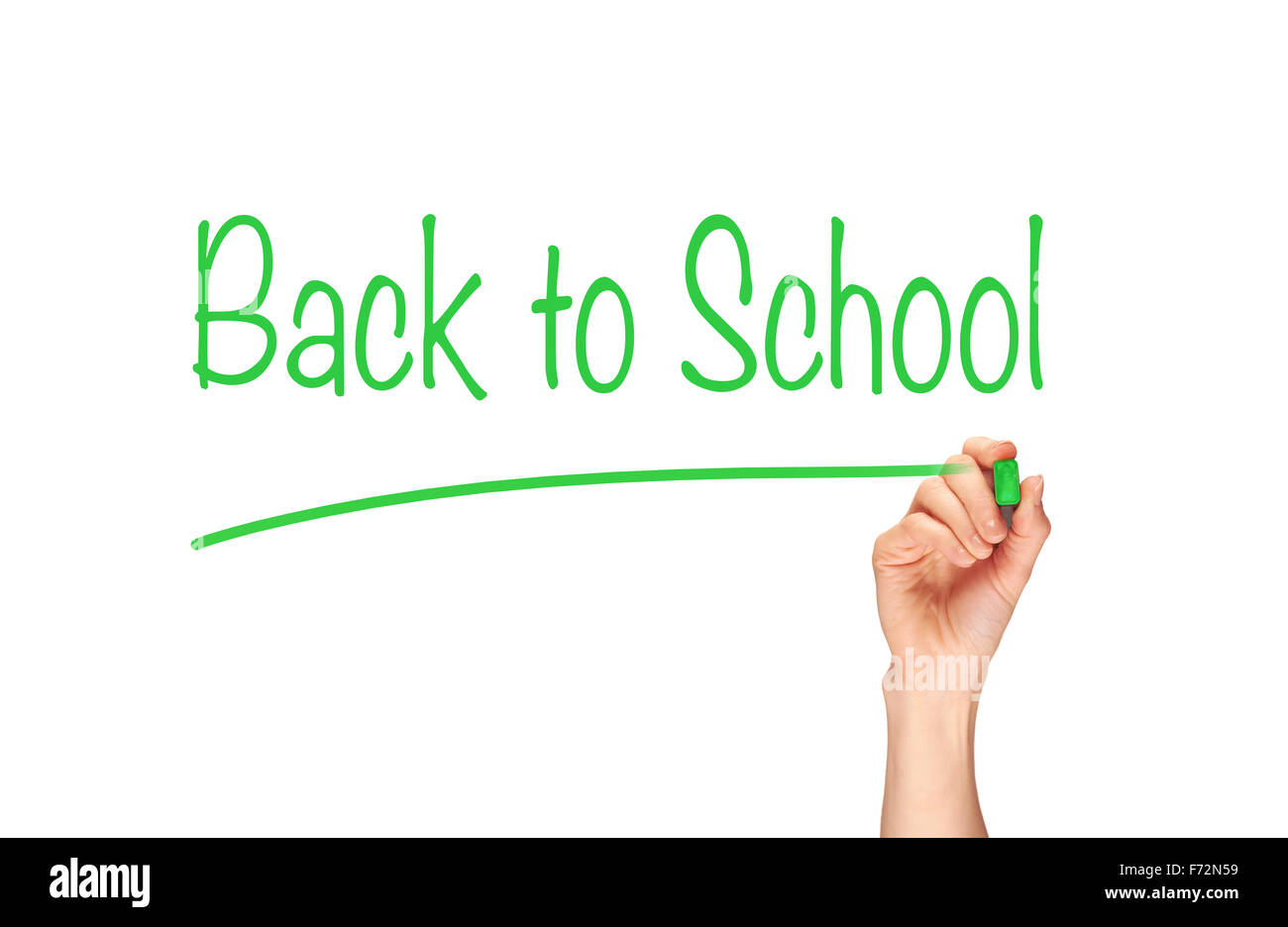 Si torna a scuola, la scritta in pennarello su uno schermo chiaro. Foto Stock