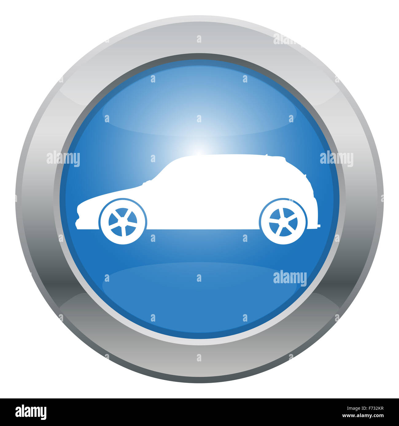 Una berlina sportiva car icona in blu isolato su uno sfondo bianco Foto Stock
