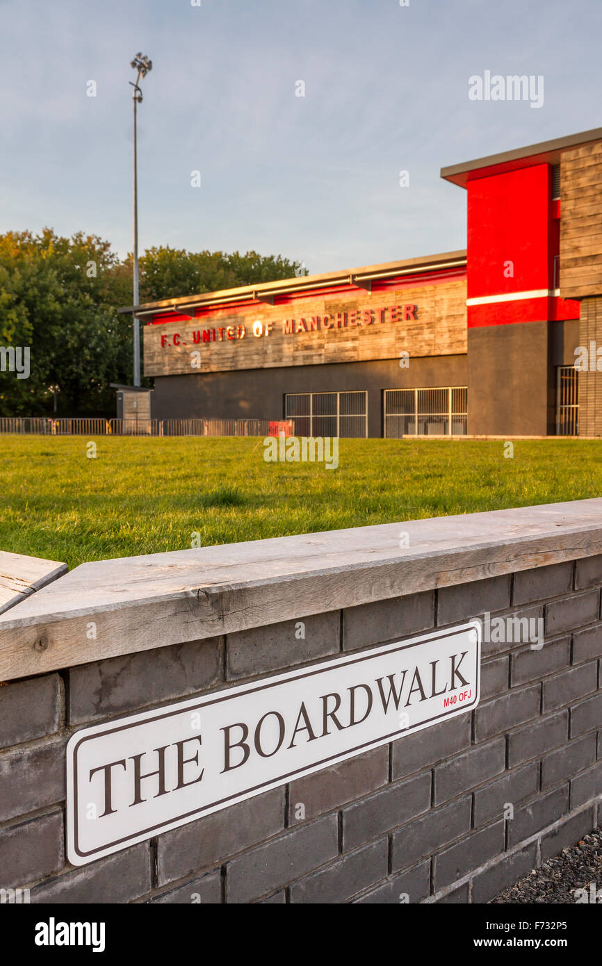 Broashurst Park. Il nuovo terreno per il club calcistico FC Regno di Manchester, in Moston, Manchester, Inghilterra. Foto Stock