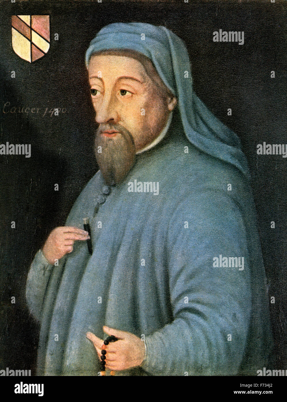 Geoffrey Chaucer, c.1343 -1400, aka il padre della letteratura inglese. Autore inglese, poeta e filosofo, burocrate, e diplomatico. Foto Stock