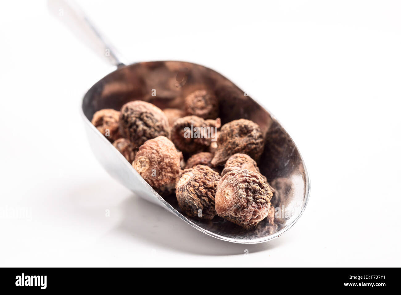 Fico secco frutto su sfondo bianco Foto Stock