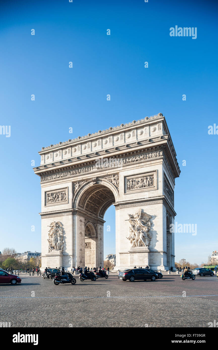 Francia, Parigi, Arc de Triomphe de l'etoile Foto Stock
