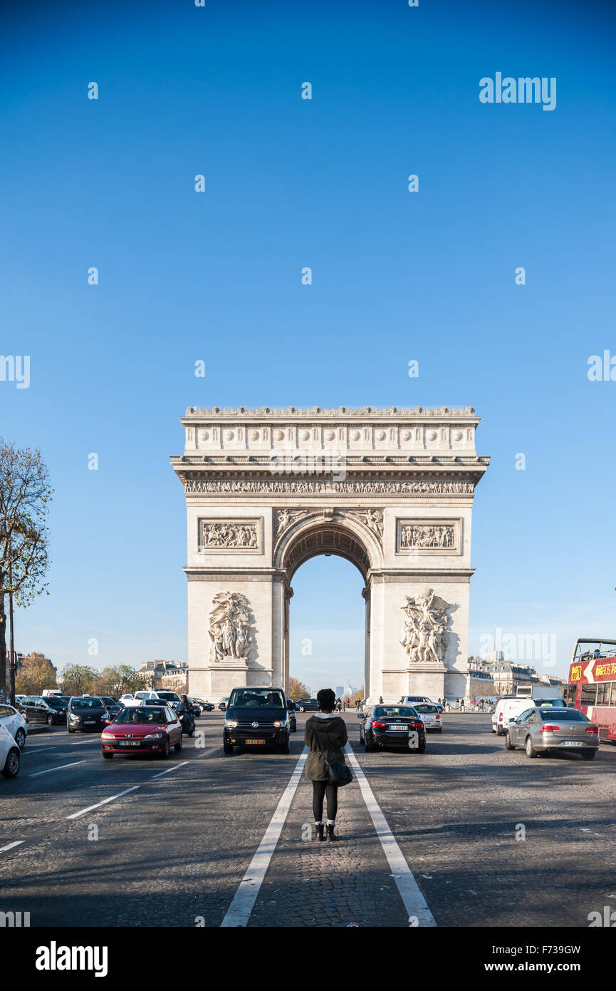 Francia, Parigi, Arc de Triomphe de l'etoile Foto Stock