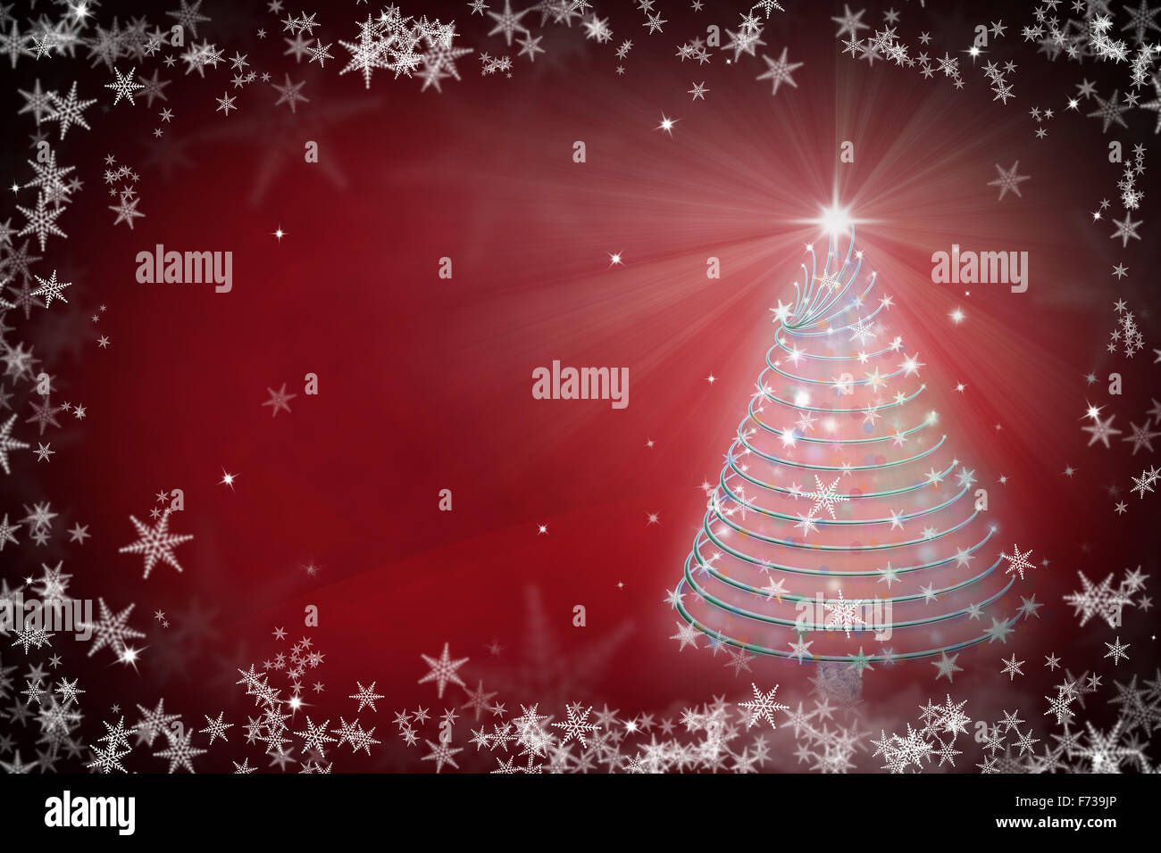 Magic Red albero di Natale illustrazione dello sfondo Foto Stock