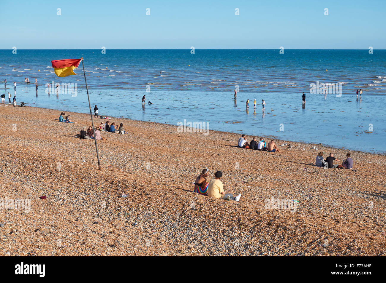 La spiaggia di Brighton al tramonto, East Sussex England Regno Unito Regno Unito Foto Stock