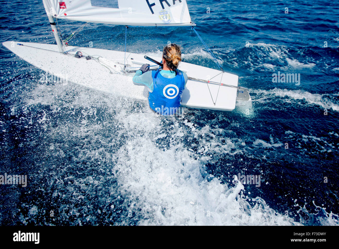 ISAF Sailing World Cup Hyères - Fédération Française de Voile. Laser Radial, Marie Bolou. Foto Stock