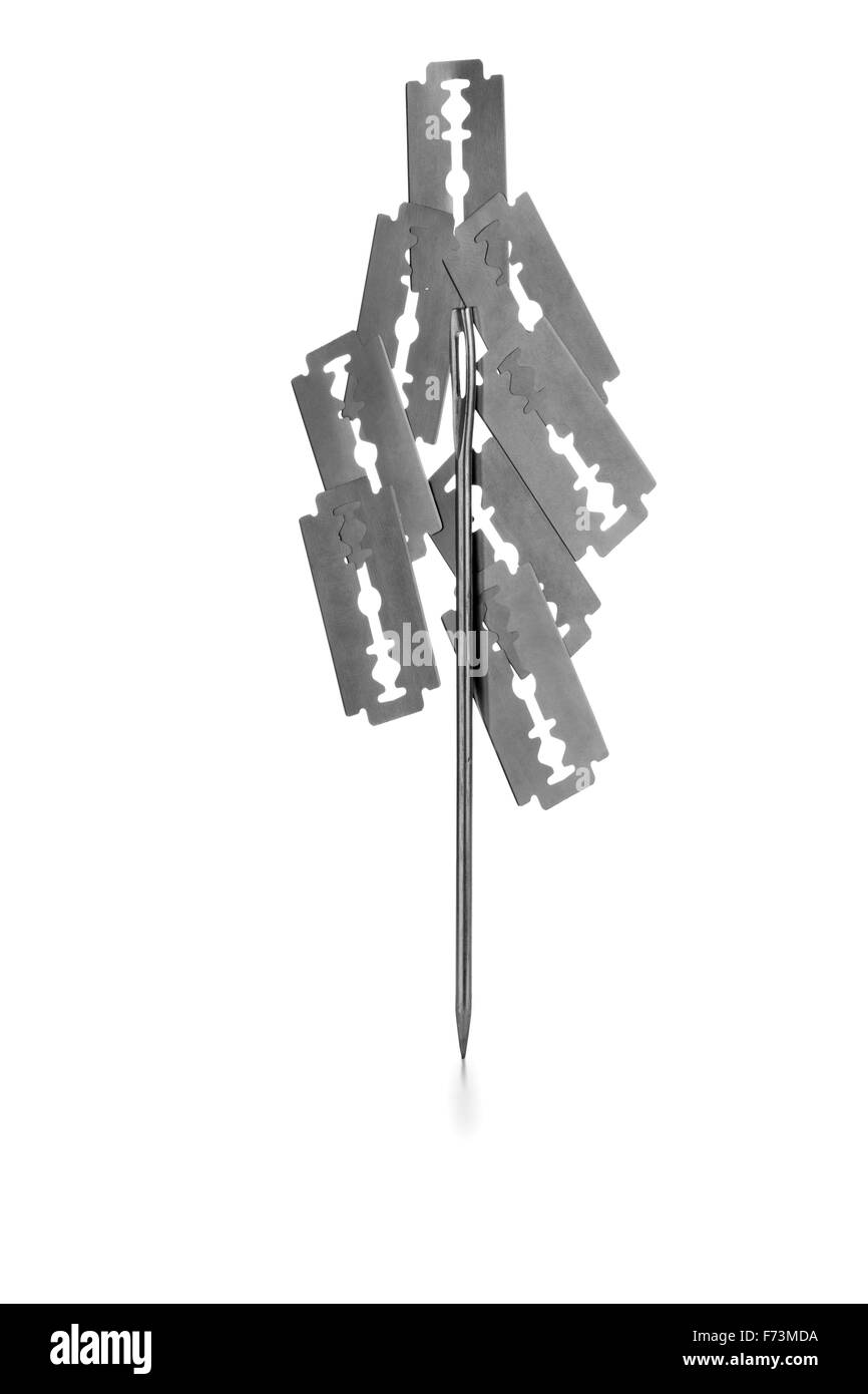 lame per rasoio in acciaio Foto Stock