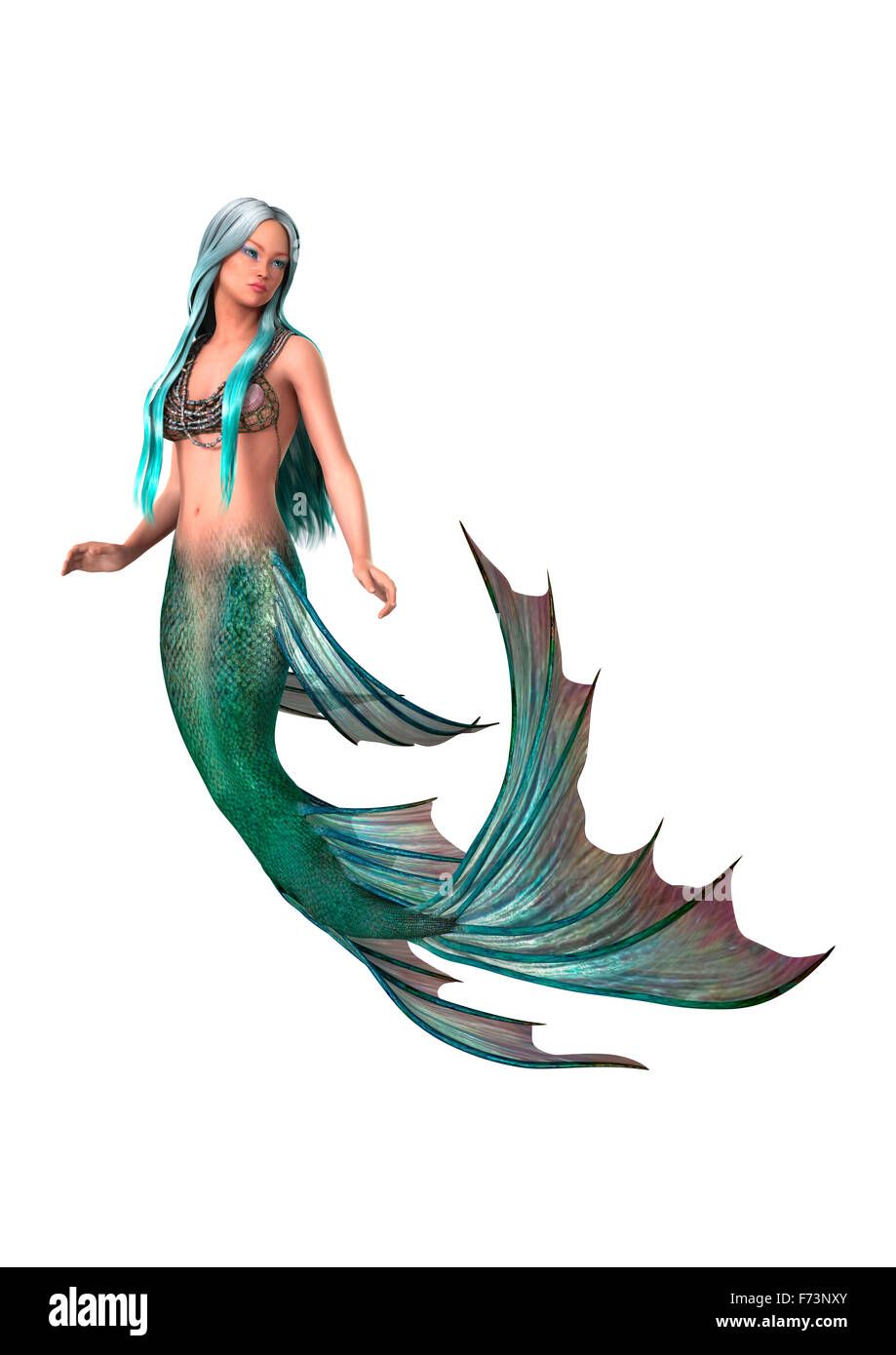 3D render digitale di un bellissimo fantasy mermaid isolati su sfondo bianco Foto Stock 3D render digitale di un bellissimo fantasy mermaid isolati su sfondo bianco Foto Stock