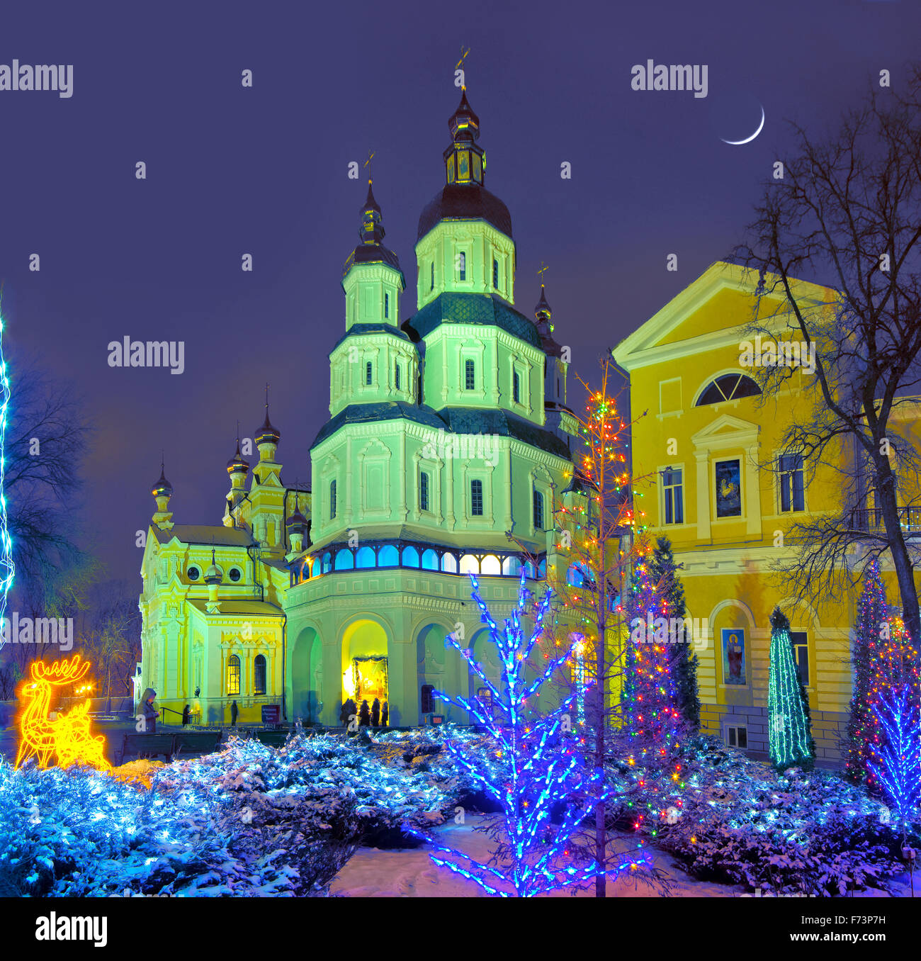 Paesaggio invernale. Cattedrale Pokrovsky. L'Europa, Ucraina, Kharkov. Foto Stock