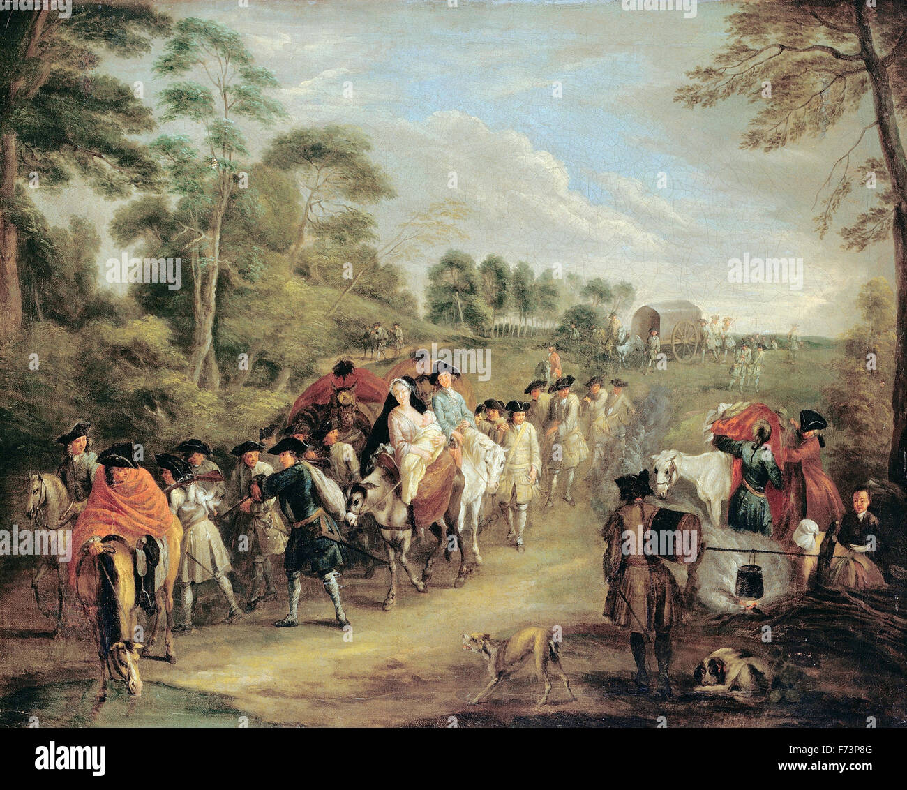 Jean-Antoine Watteau - i soldati a marzo Foto Stock