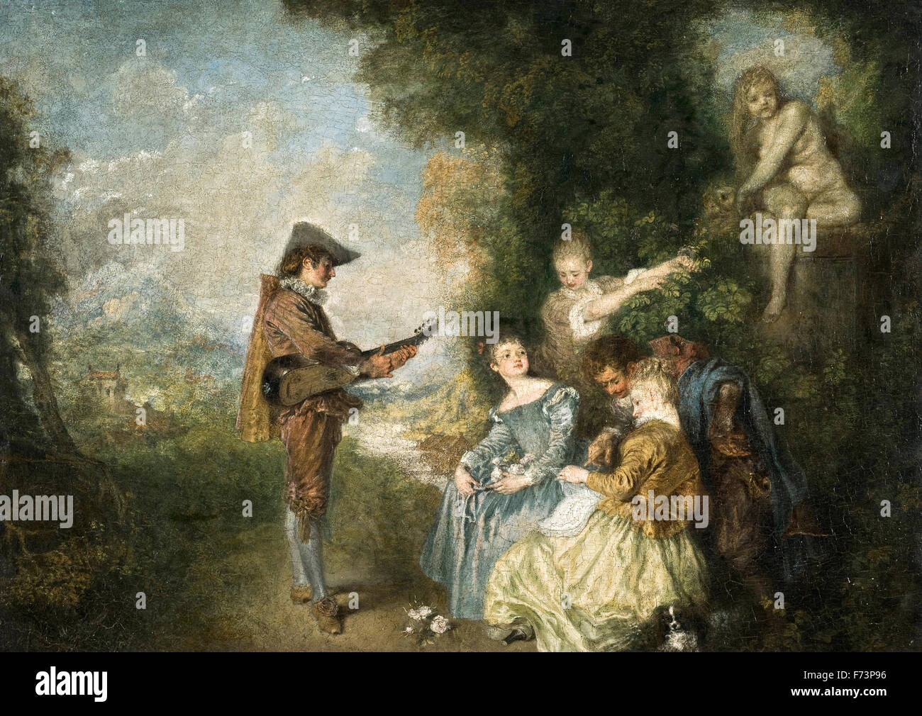Jean-Antoine Watteau - la lezione di amore Foto Stock