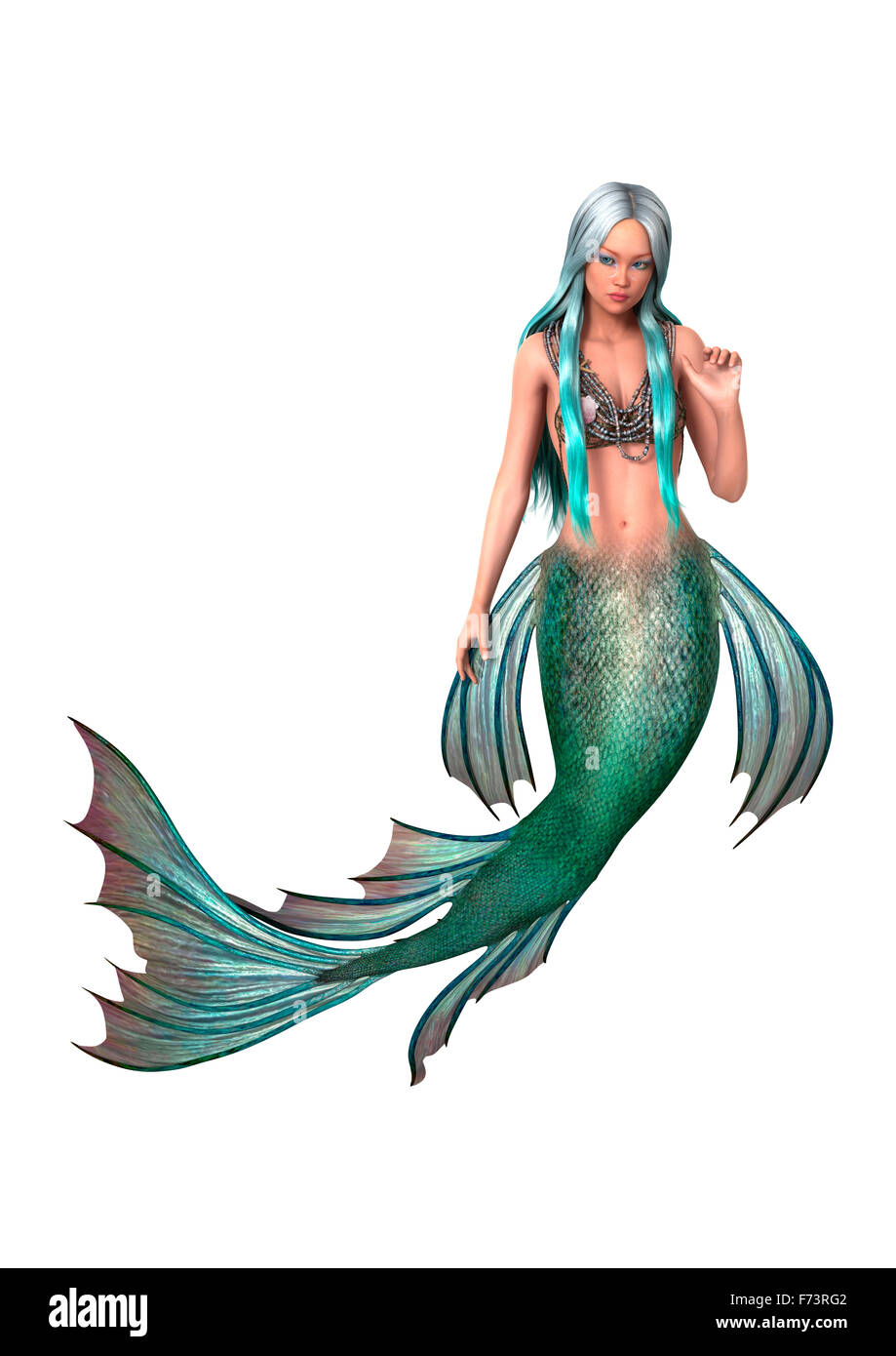 3D render digitale di un bellissimo fantasy mermaid isolati su sfondo bianco Foto Stock 3D render digitale di un bellissimo fantasy mermaid isolati su sfondo bianco Foto Stock