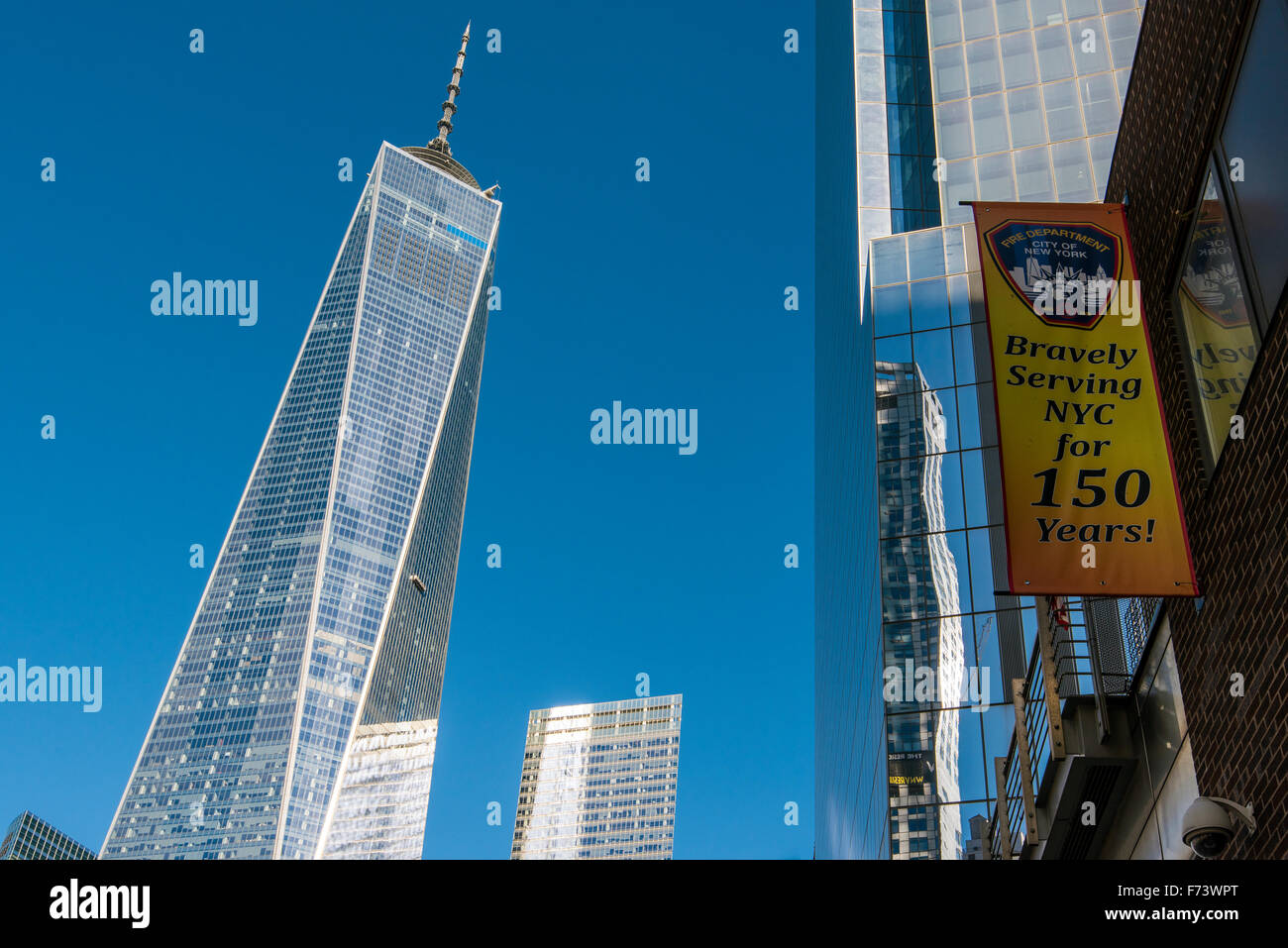 One World Trade Center o Freedom Tower, la parte inferiore di Manhattan, New York, Stati Uniti d'America Foto Stock