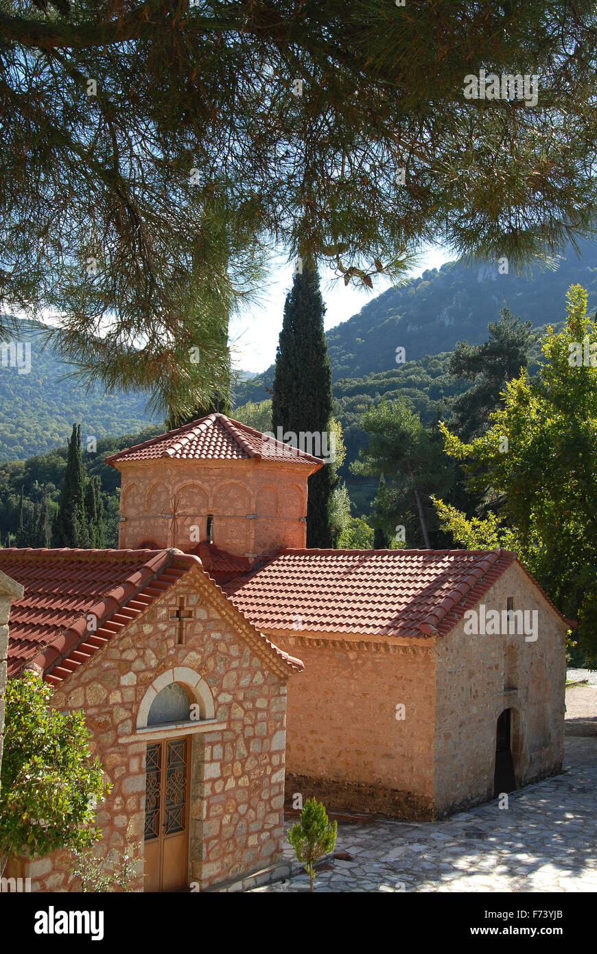 Chiesa di Agia Lavra a Kalavryta villaggio in Grecia Foto Stock