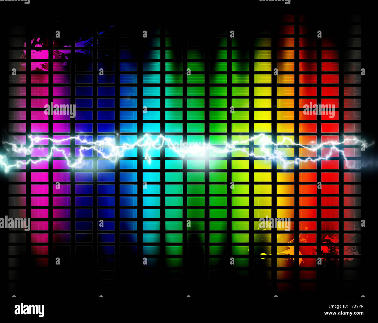 Sottofondo di musica e pannello di controllo con il suono delle onde Foto Stock