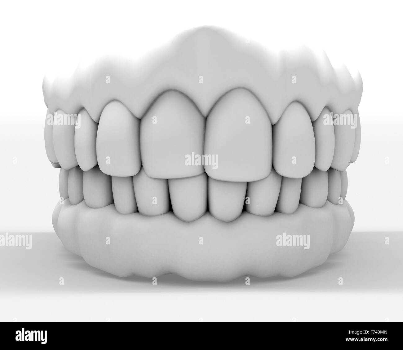 Immagine 3d della dentiera bianco isolato su bianco Foto Stock