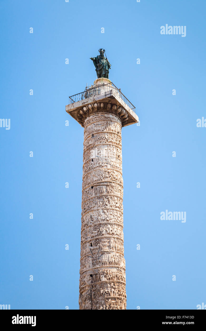 Colonna di Marco Aurelio, uno della guerra i monumenti della Roma antica, Italia Foto Stock