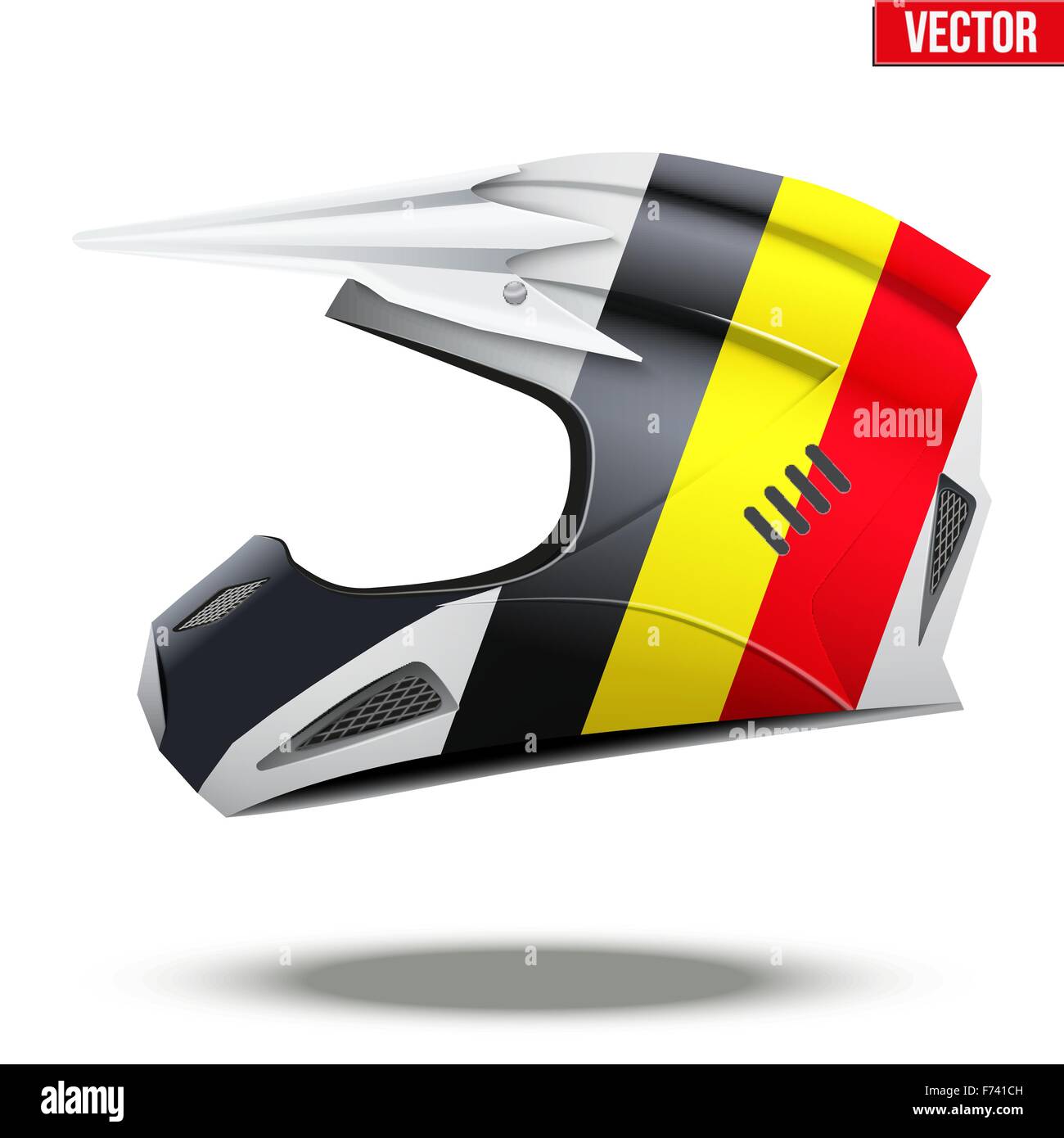 Originale di caschi motociclistici con bandiera. Extreme enduro motocross stile. Illustrazione Vettoriale. Illustrazione Vettoriale