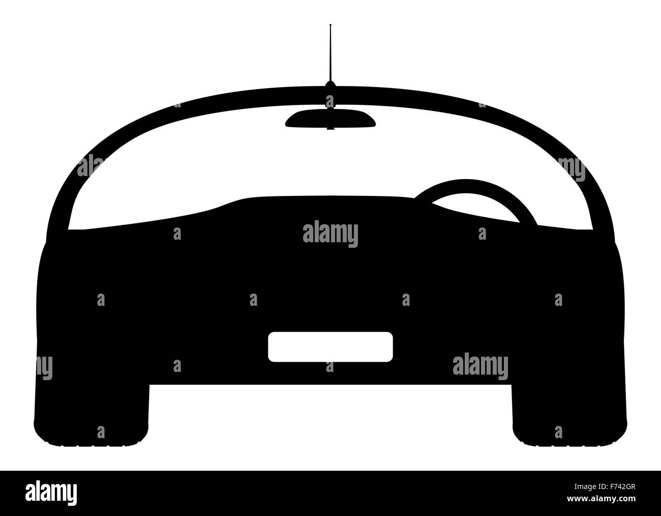 Una parte anteriore della vettura sportiva design silhouette isolato su uno sfondo bianco Foto Stock