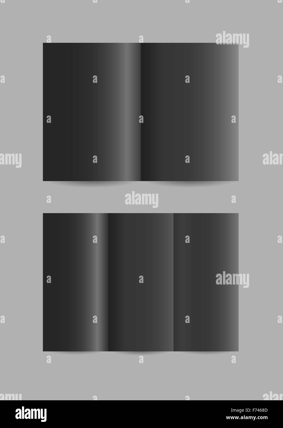 Semplice carta ripiegata volantini in colore nero Foto Stock