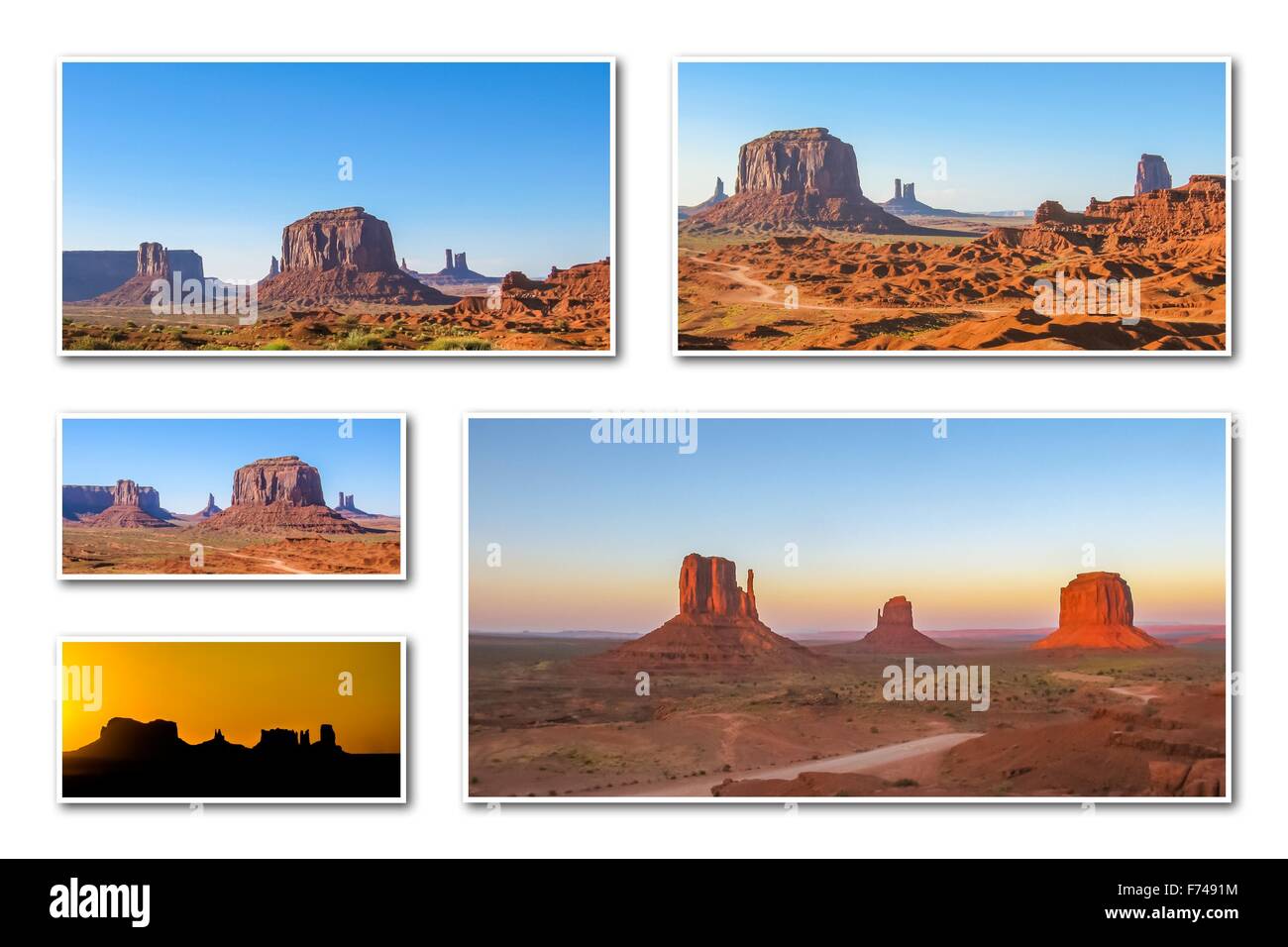 Il Monument Valley al tramonto collage Foto Stock
