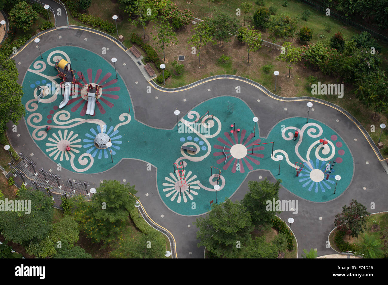 Vista aerea del parco giochi per bambini, Singapore Foto Stock
