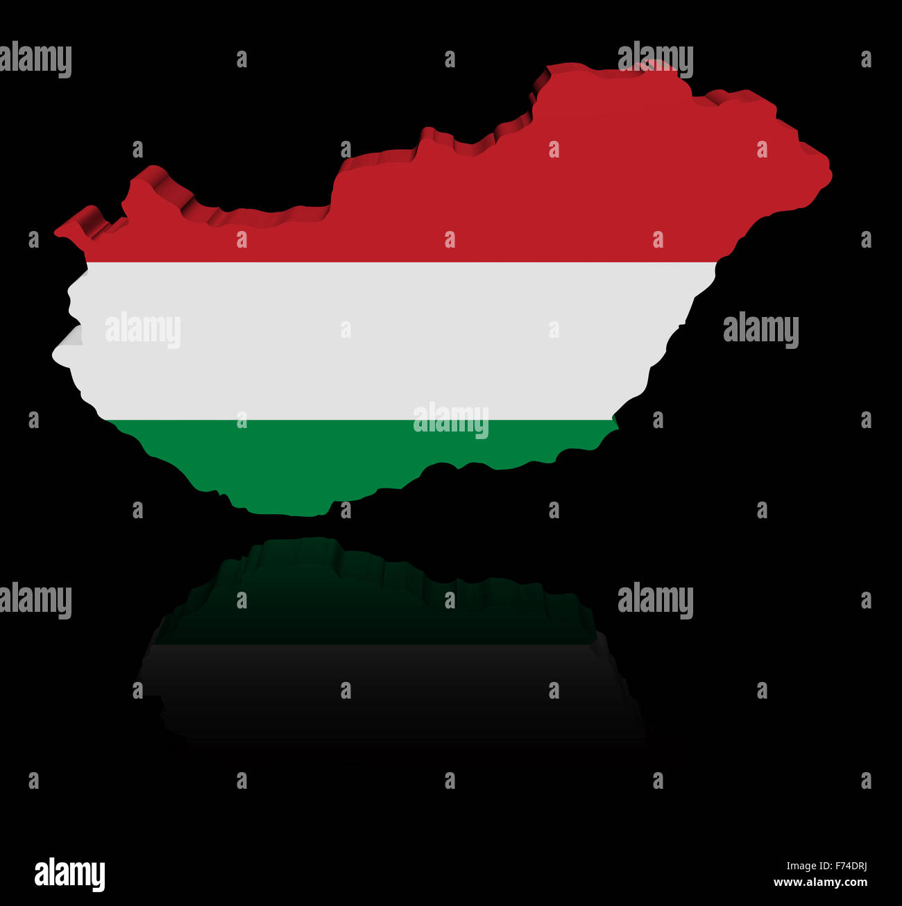 Mappa di Ungheria bandiera con illustrazione di riflessione Foto Stock