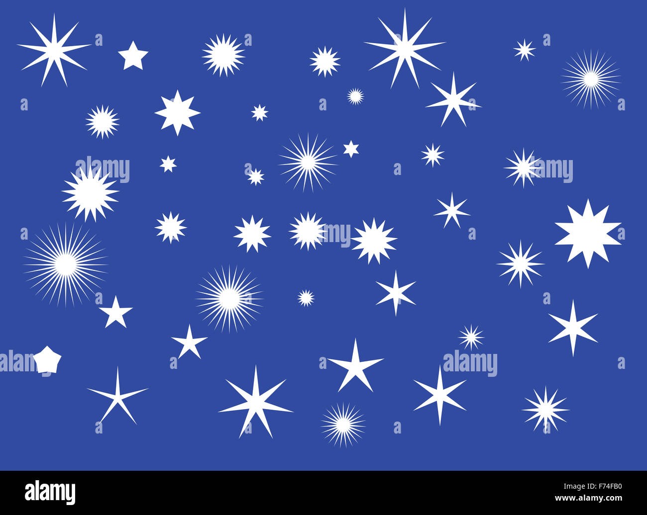 Sfondo blu con stelle bianche. Abstract background. Foto Stock