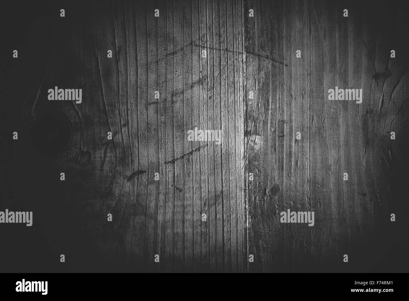 Il vecchio bianco e nero texture di legno per lo sfondo, monocromatica tavolato in legno campione, dai toni rétro con vignette Foto Stock