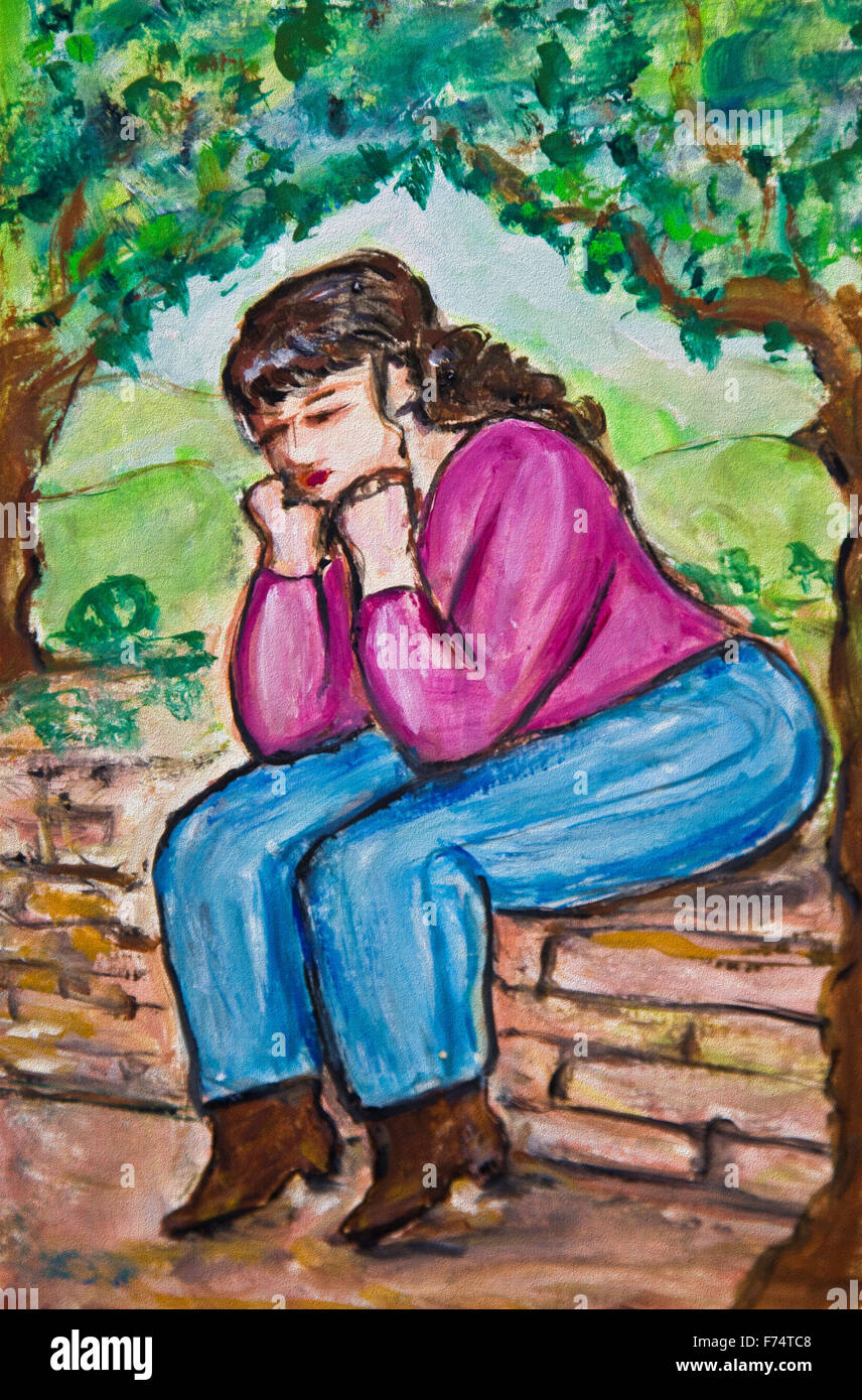 Da sola nel parco Foto Stock