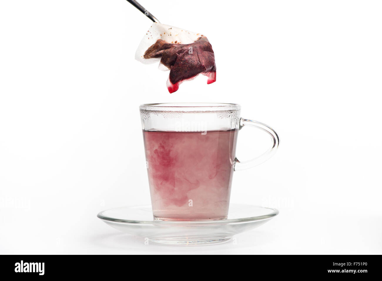Tazza di tè di frutta con un sacchetto da tè, Foto Stock