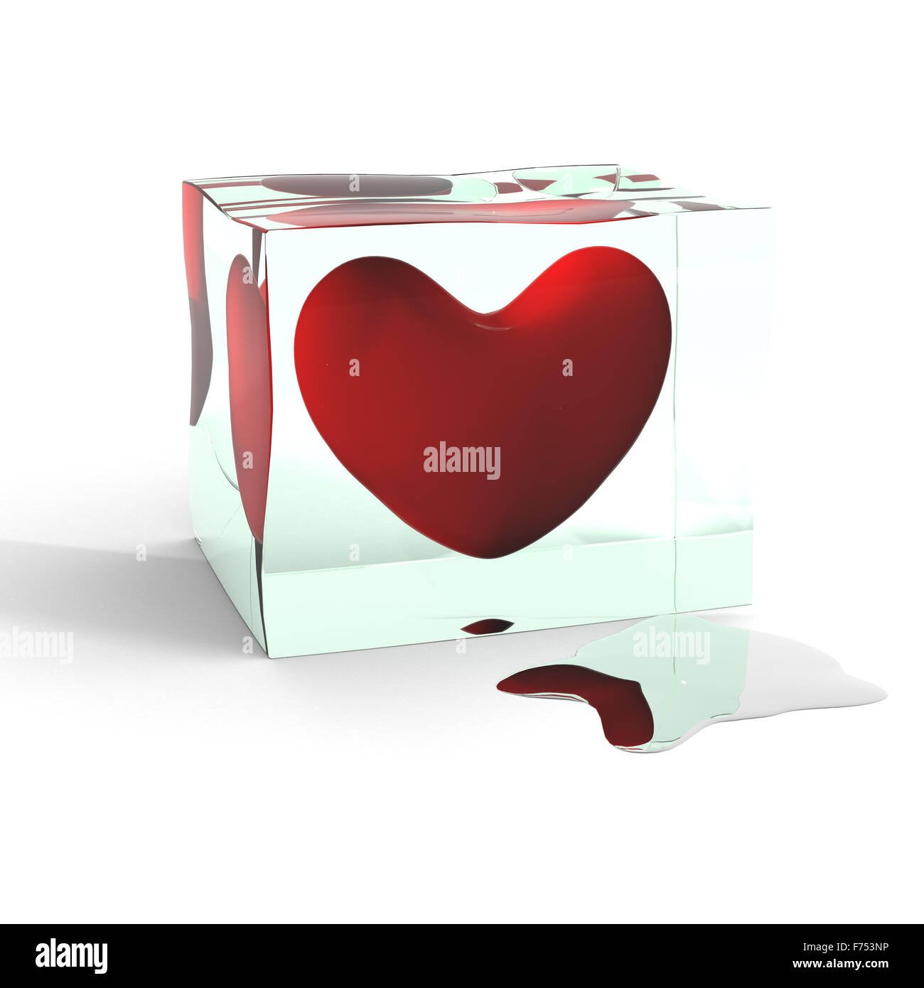 Cuore congelato in un pezzo di ghiaccio Foto Stock