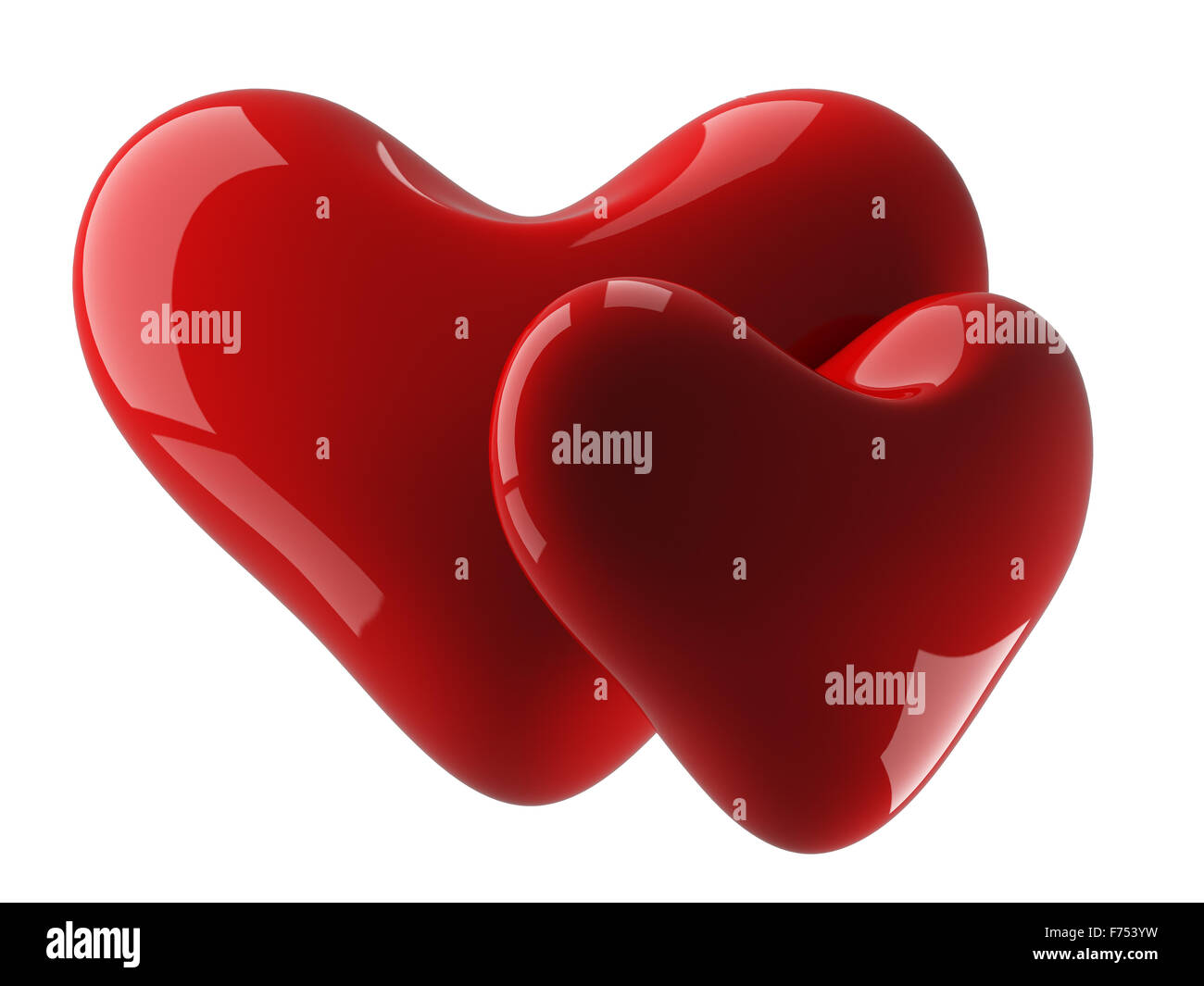 Due cuore isolato su uno sfondo bianco. Immagine 3D. Foto Stock