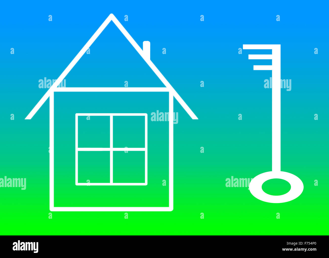 Casa disegnata e chiave Foto Stock