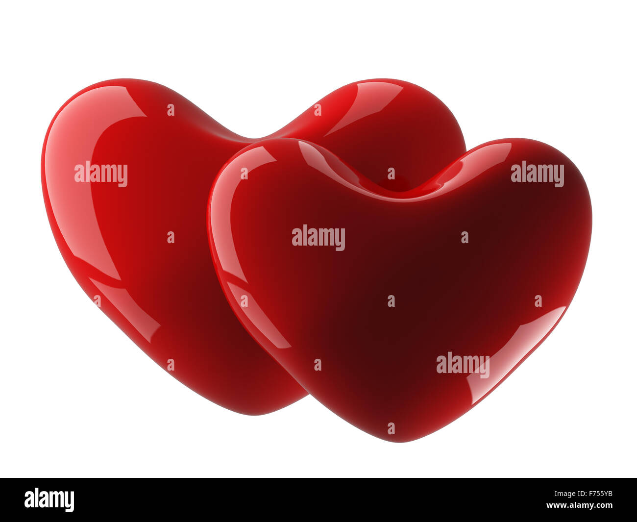 Due cuore isolato su uno sfondo bianco. Immagine 3D. Foto Stock