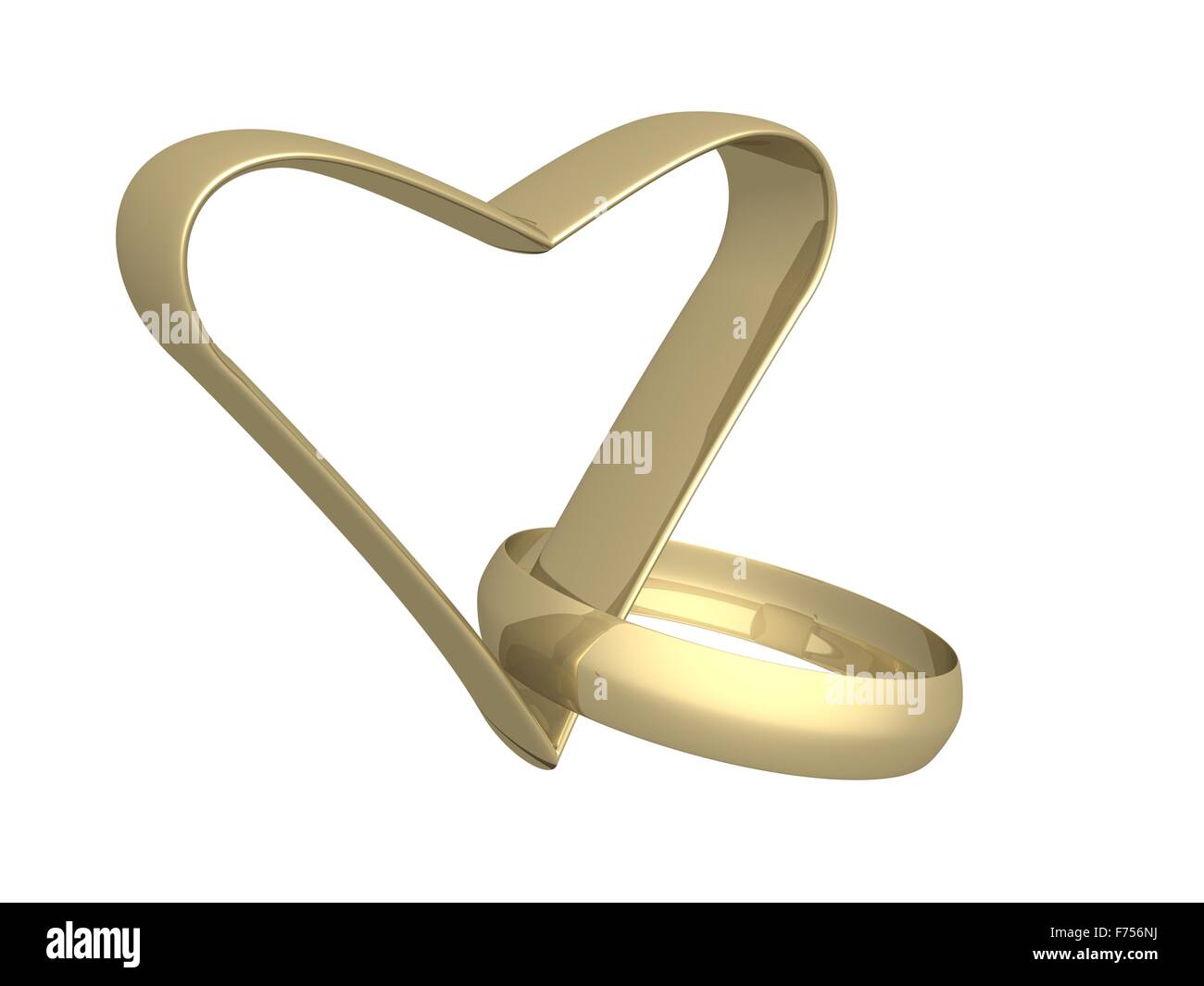 Cuore d'oro e anello. 3D MAGE. Foto Stock