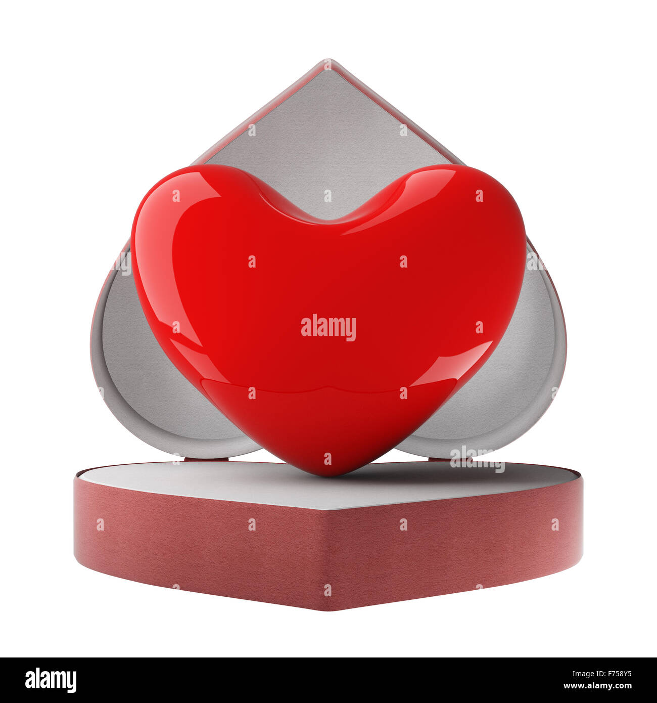 Cuore in confezione regalo. Immagine 3D. Foto Stock