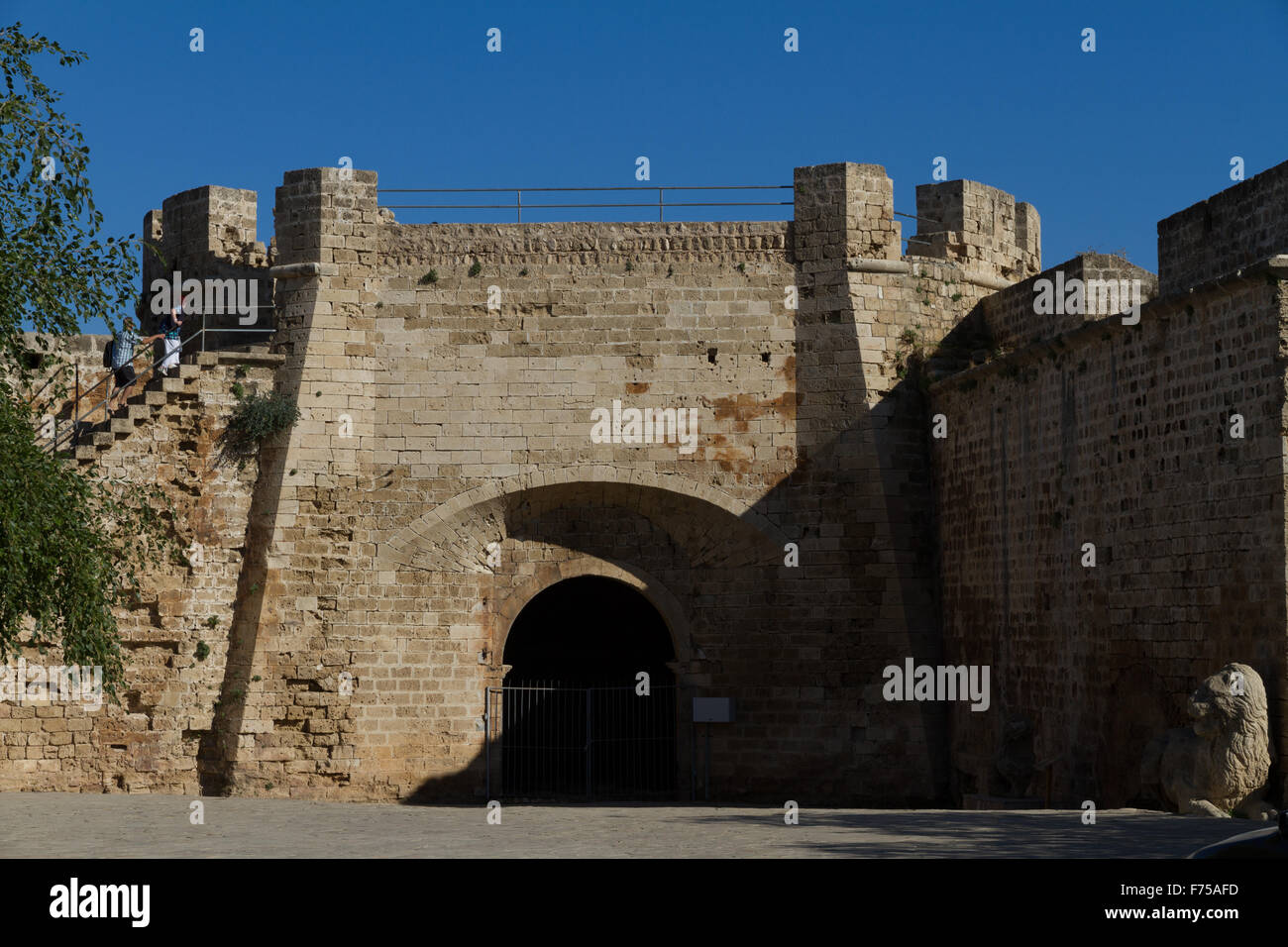 Il Sea Gate e leone veneziano, Famagosta, Repubblica turca di Cipro del nord Foto Stock