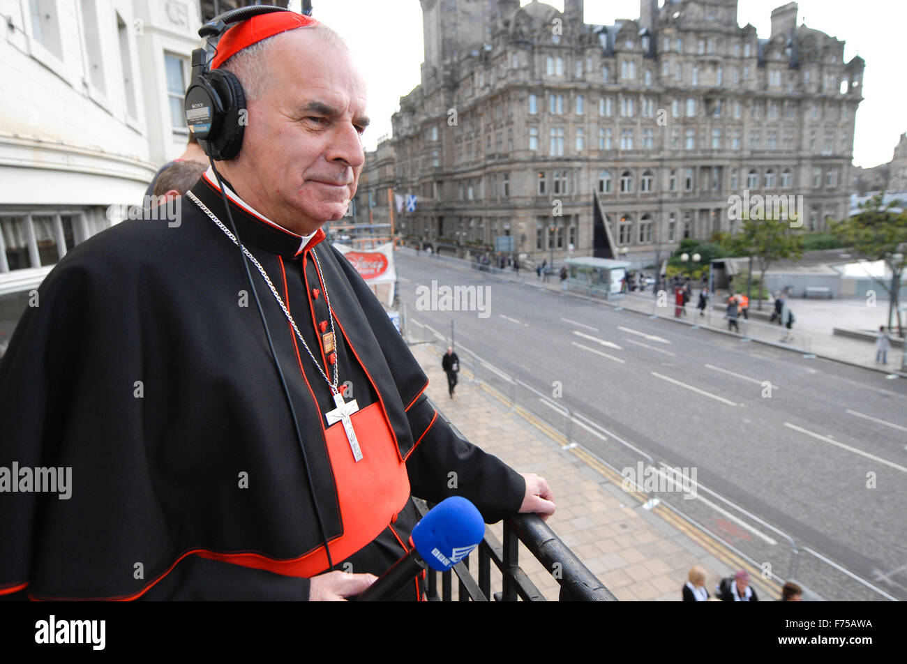 Il cardinale Keith O'Brien a Edimburgo durante il Papa Benedetto XVI in visita in Scozia nel settembre 2010. Foto Stock