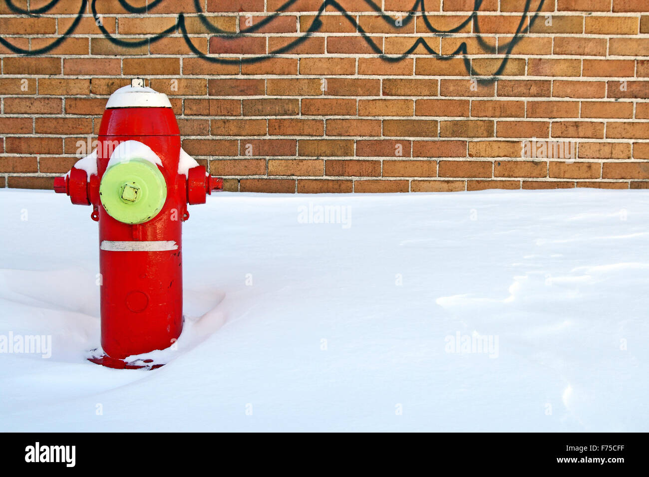 Red idrante di fuoco in inverno Foto Stock