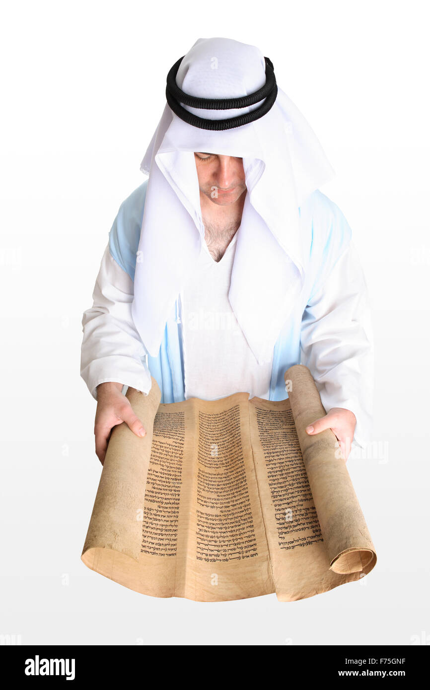 Uomo di lettura da cartigli Foto Stock