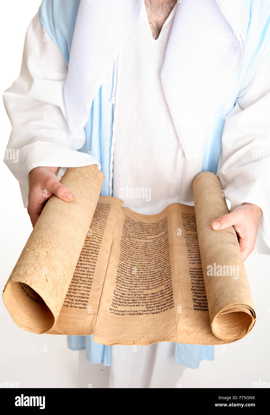La Bibbia scorrere su pergamena gevil Foto Stock