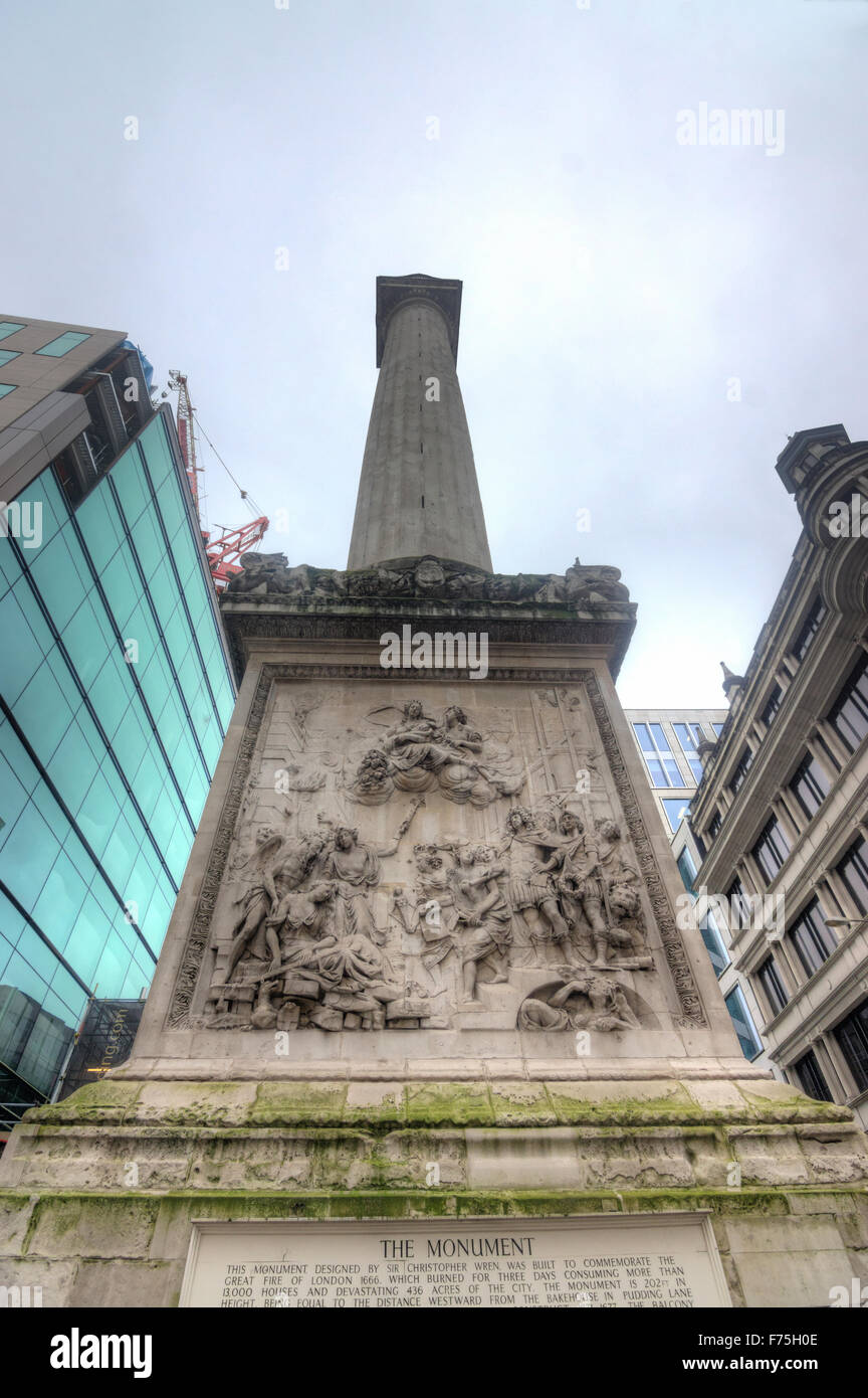 Il monumento all'Incendio di Londra Foto Stock
