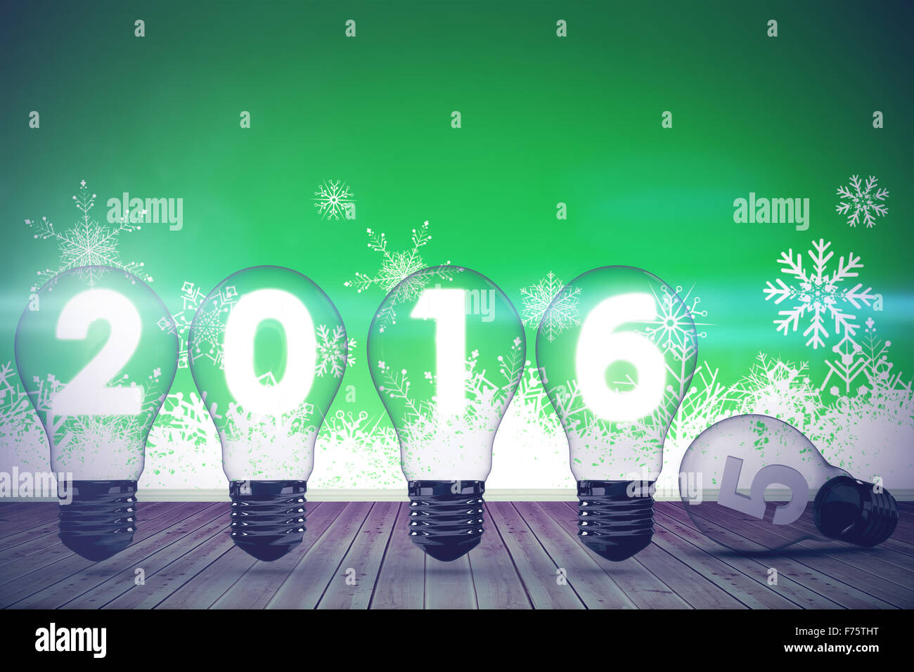 Immagine composita del 2016 con lampadina Foto Stock