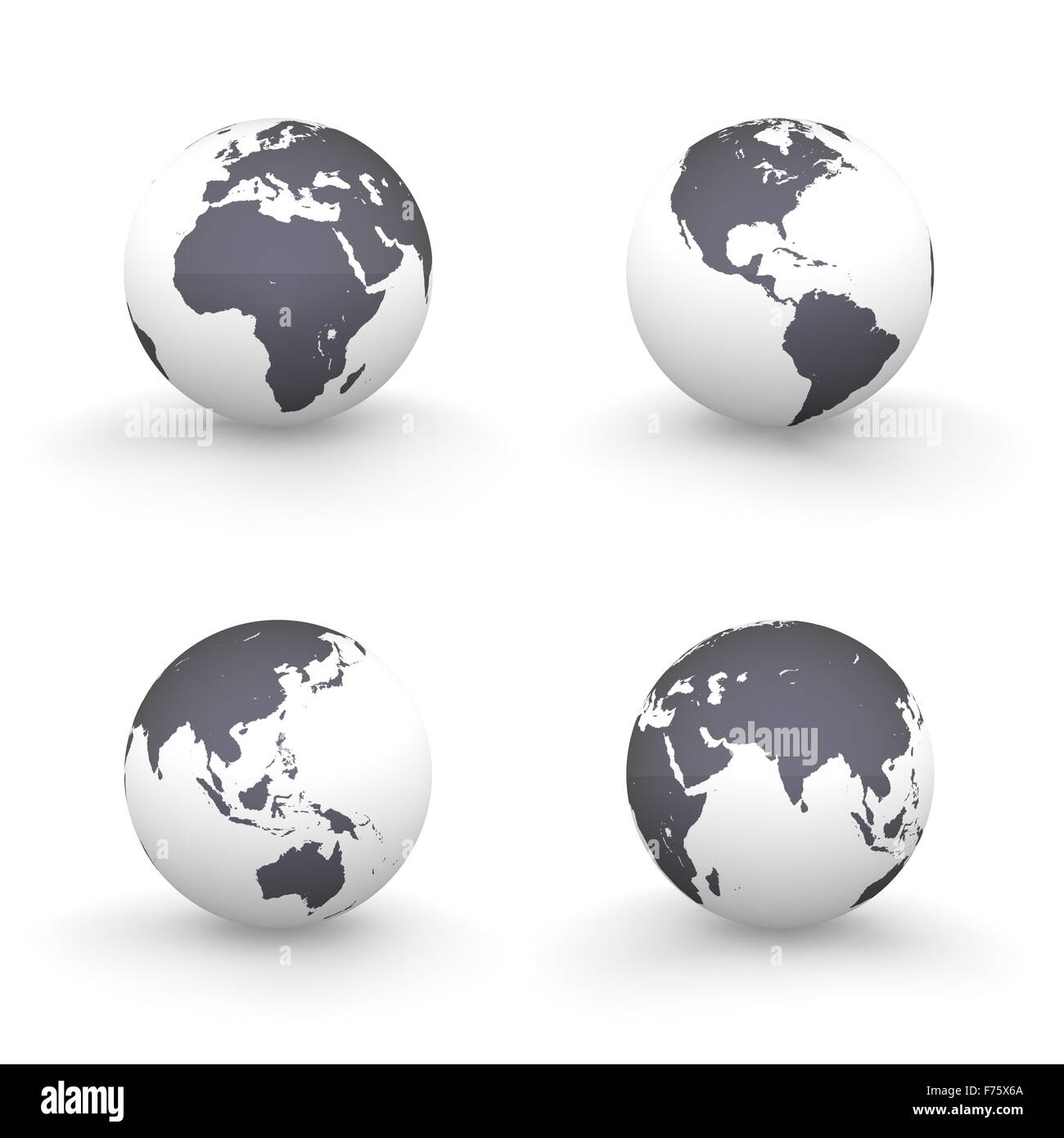 3D globi in bianco e nero lucido Foto Stock