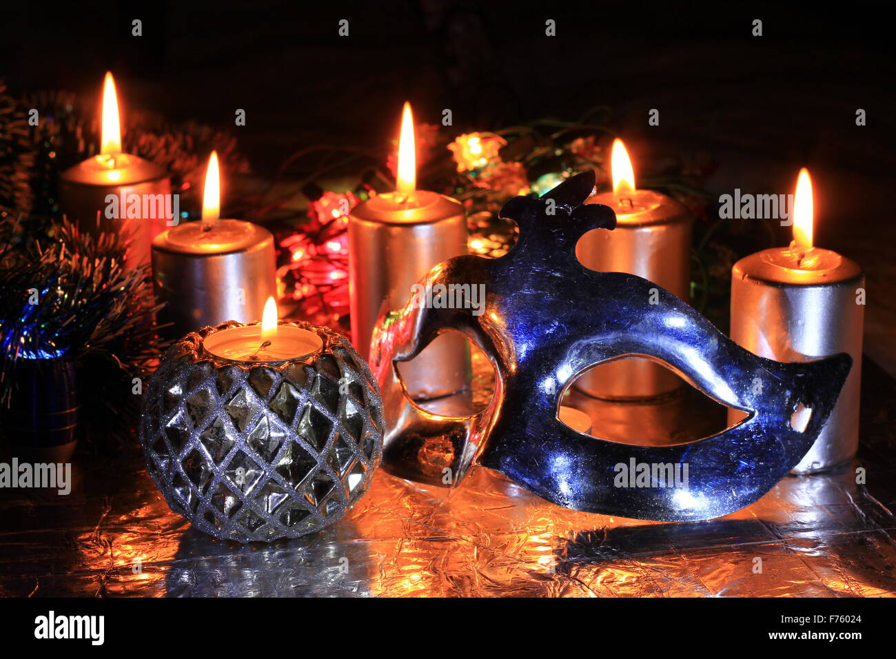 Festa di Natale candele Foto Stock