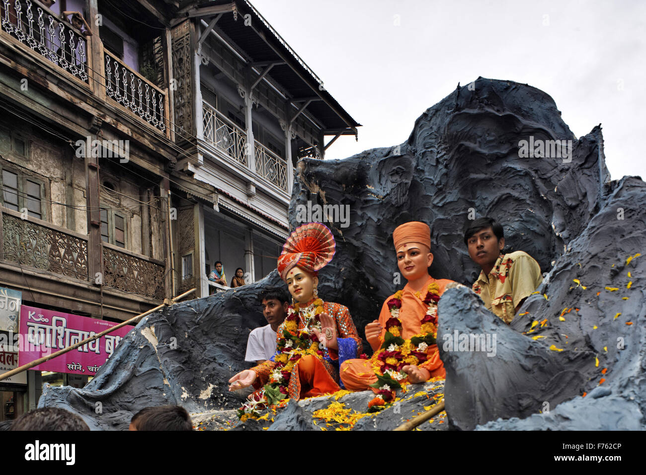 Baps swaminarayan murti shobha yatra dhule, Maharashtra, India, Asia Foto Stock