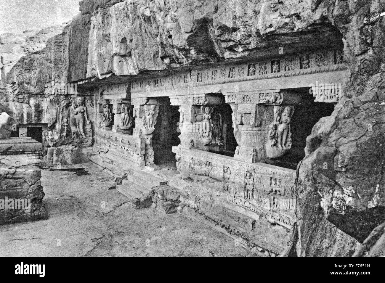 Grotte di Ellora, Aurangabad, Maharashtra, India, Asia Foto Stock