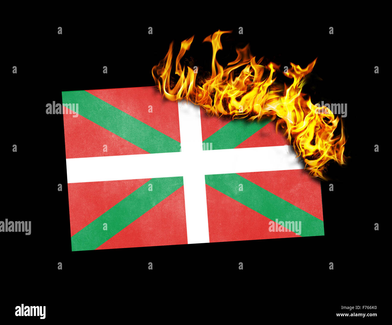 Masterizzazione di bandiera - concetto di guerra o di crisi - Paese Basco Foto Stock