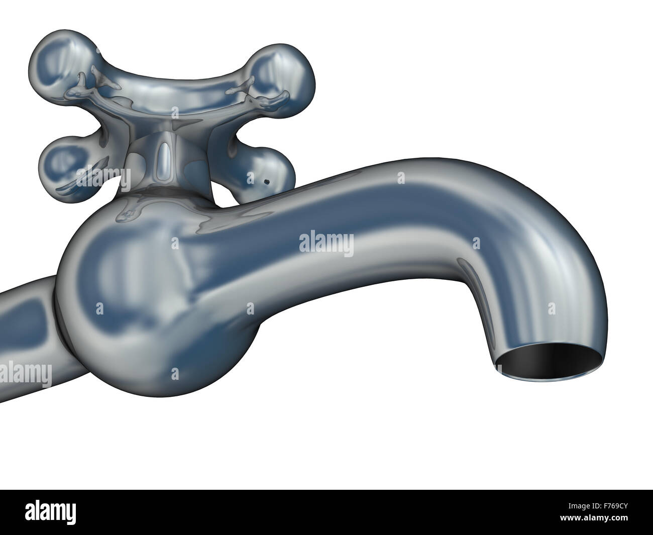 Rubinetto su uno sfondo bianco. Immagine 3D Foto Stock